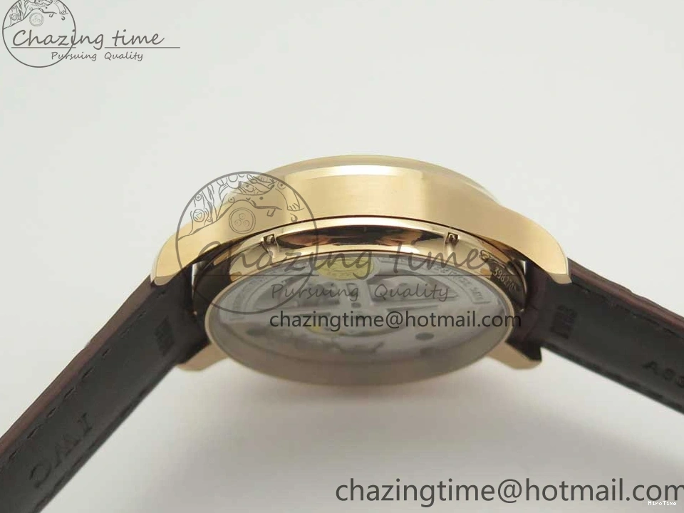 MIROTIME 0501 Portuguese Tourbillon IW5463 RG ZF Best Edition White Dial on Brown Leather Strap Stylish 7174